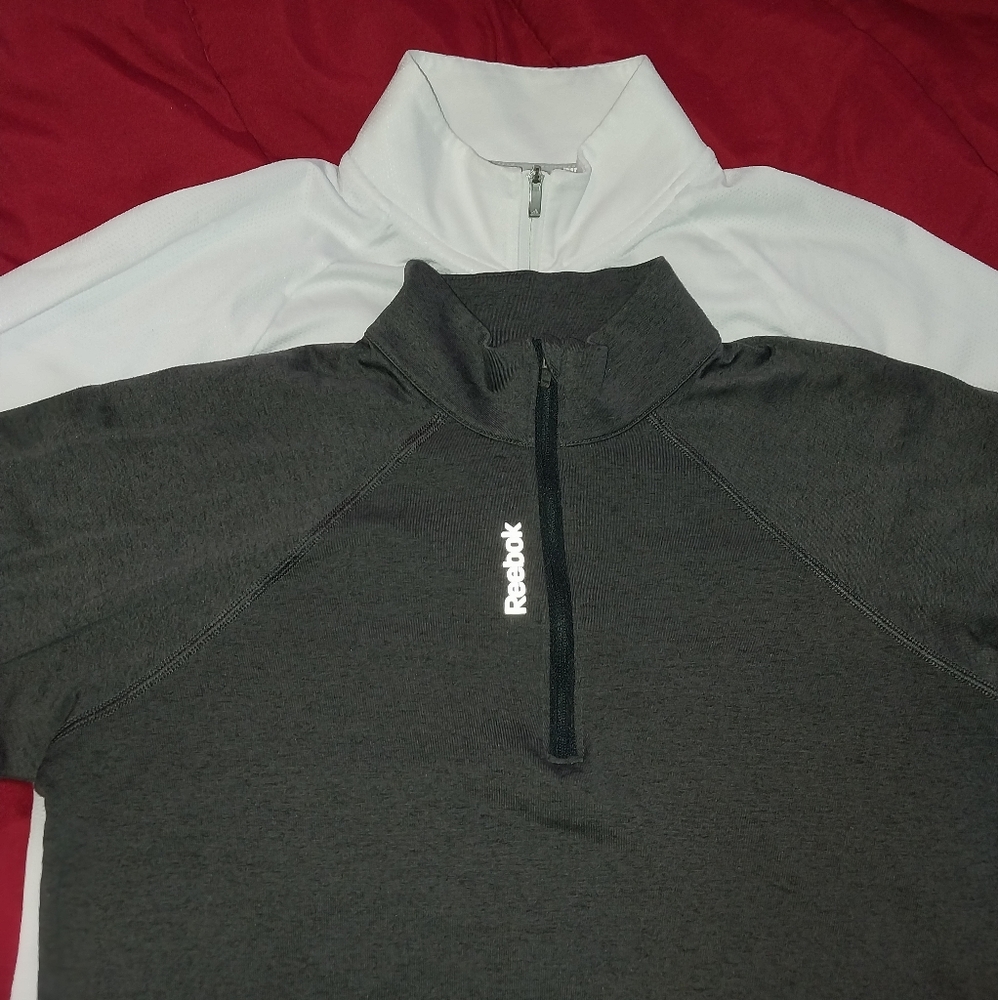 Reebok Gray and Adidas White Quarter-Zip Pullover sz S